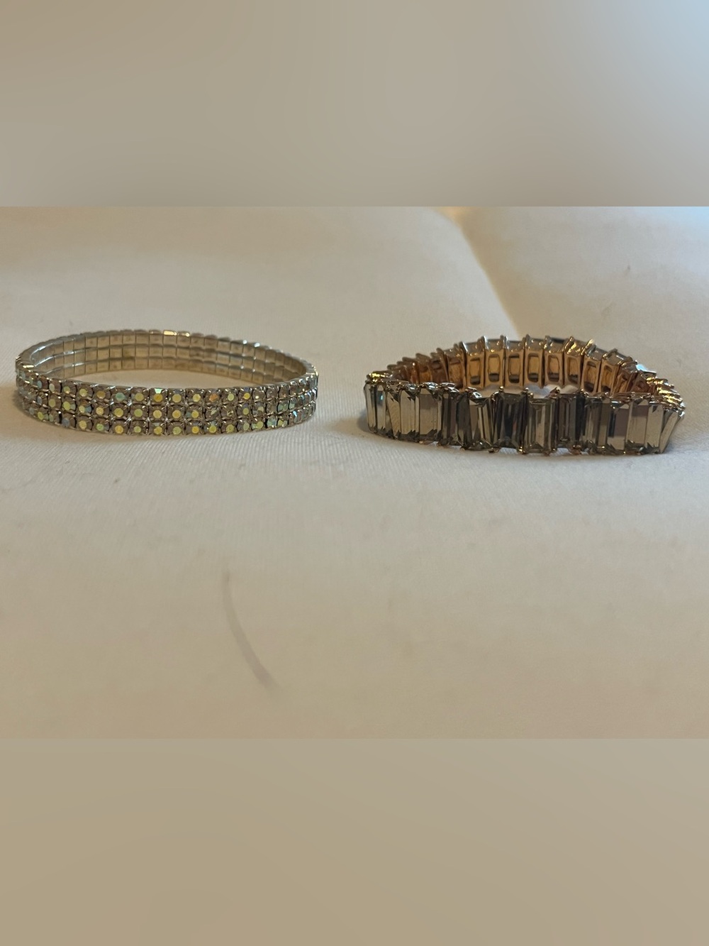 Women’s Silver Rhinestone & Gold Raw Gem Stretch Bracelet Set